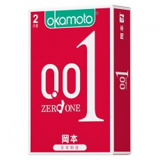 冈本001超薄避孕套2只装聚氨酯非乳胶不过敏安全套日本原装进口