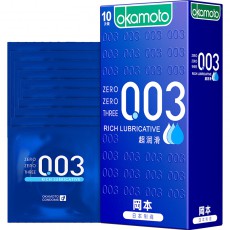 正品冈本0.03超润滑超薄避孕套安全套蓝盒10只装计生用品批发代发