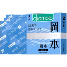 冈本避孕套肤感SKIN超润滑3只装安全套超薄裸入男用情趣润滑批发