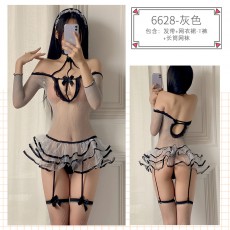【情趣内衣】蜜恪露乳蓬松蛋糕裙连体衣套装灰色6628