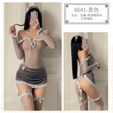 蜜恪情趣内衣露乳一字肩护士制服诱惑包臀裙激情套装连体衣女6641