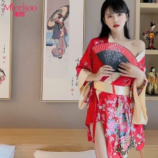 蜜恪情趣内衣日系印花和服性感蝴蝶结睡袍和服诱惑装情趣睡衣8421