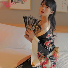 蜜恪情趣内衣日系印花和服性感蝴蝶结睡袍和服诱惑装情趣睡衣8421