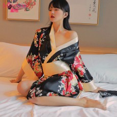 蜜恪情趣内衣日系印花和服性感蝴蝶结睡袍和服诱惑装情趣睡衣8421