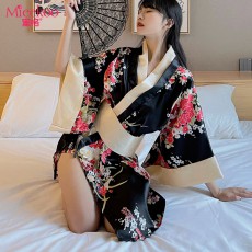 蜜恪情趣内衣日系印花和服性感蝴蝶结睡袍和服诱惑装情趣睡衣8421