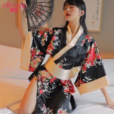 蜜恪情趣内衣日系印花和服性感蝴蝶结睡袍和服诱惑装情趣睡衣8421