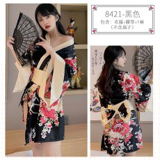 蜜恪情趣内衣日系印花和服性感蝴蝶结睡袍和服诱惑装情趣睡衣8421