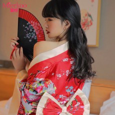 蜜恪情趣内衣日系印花和服性感蝴蝶结睡袍和服诱惑装情趣睡衣8421