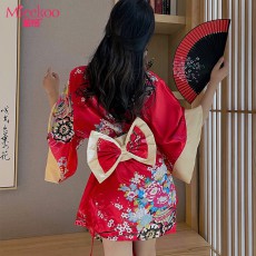 蜜恪情趣内衣日系印花和服性感蝴蝶结睡袍和服诱惑装情趣睡衣8421