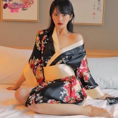 蜜恪情趣内衣日系印花和服性感蝴蝶结睡袍和服诱惑装情趣睡衣8421