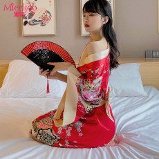 蜜恪情趣内衣日系印花和服性感蝴蝶结睡袍和服诱惑装情趣睡衣8421
