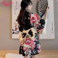 蜜恪情趣内衣日系印花和服性感蝴蝶结睡袍和服诱惑装情趣睡衣8421