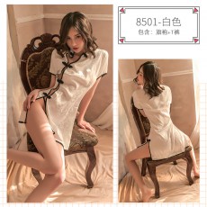 【情趣内衣】蜜恪印花盘扣旗袍8501
