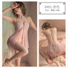 【情趣内衣】蜜恪蕾丝钢托前开叉睡裙8481