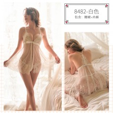 【情趣内衣】蜜恪蕾丝开叉透明睡衣8482