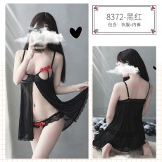 【情趣内衣】蜜恪 网纱免脱漏胸露脐睡裙 8372