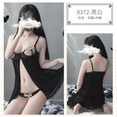 【情趣内衣】蜜恪 网纱免脱漏胸露脐睡裙 8372