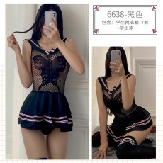 【情趣内衣】蜜恪蝴蝶提花学生连体衣6638