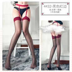 【情趣内衣】蜜恪吊带一体袜红边4432