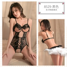 【情趣内衣】蜜恪露胸开档连体衣8529