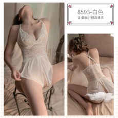 【情趣内衣】蜜恪蕾丝吊带开裆连体衣8593