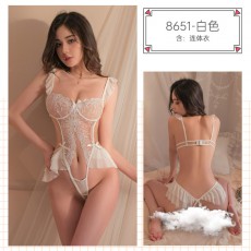 蜜恪情趣内衣女式蕾丝开裆连体衣性感漏胸开裆露乳诱惑透视8651