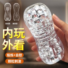 取悦可视贯通飞机杯男用透明手动自慰训练阴茎锻炼器成人情趣用品