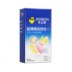 杰士邦避孕套安全套男用超薄精选四合一24只装酒店批发代发
