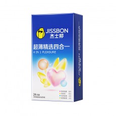 杰士邦避孕套安全套男用超薄精选四合一24只装酒店批发代发