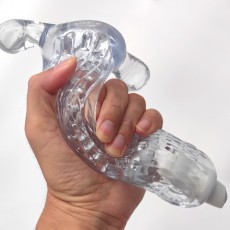 取悦飞机杯SUPERBIG男用自慰器透明震动阴茎训练器撸撸杯情趣用品