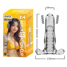 取悦飞机杯SUPERBIG男用自慰器透明震动阴茎训练器撸撸杯情趣用品