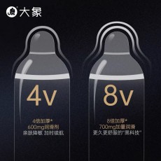 大象幻久4V升级款3只装8V安全套物理延时持久降敏顶部加厚避孕套