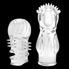 取悦炫刺柔刺套透明震动加长龟头套 男用加长加粗成人用品批发